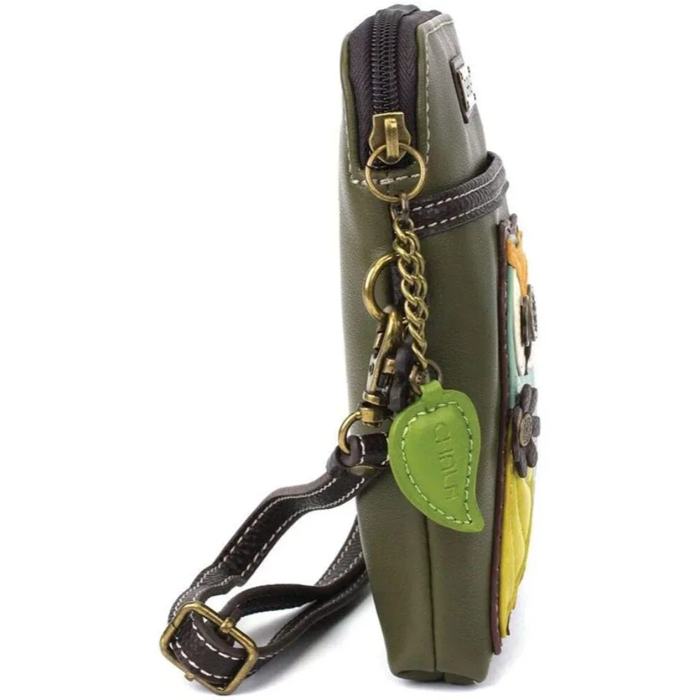 Owl A Faux Leather Crossbody Bag Womens Olive Compact Multi-Use